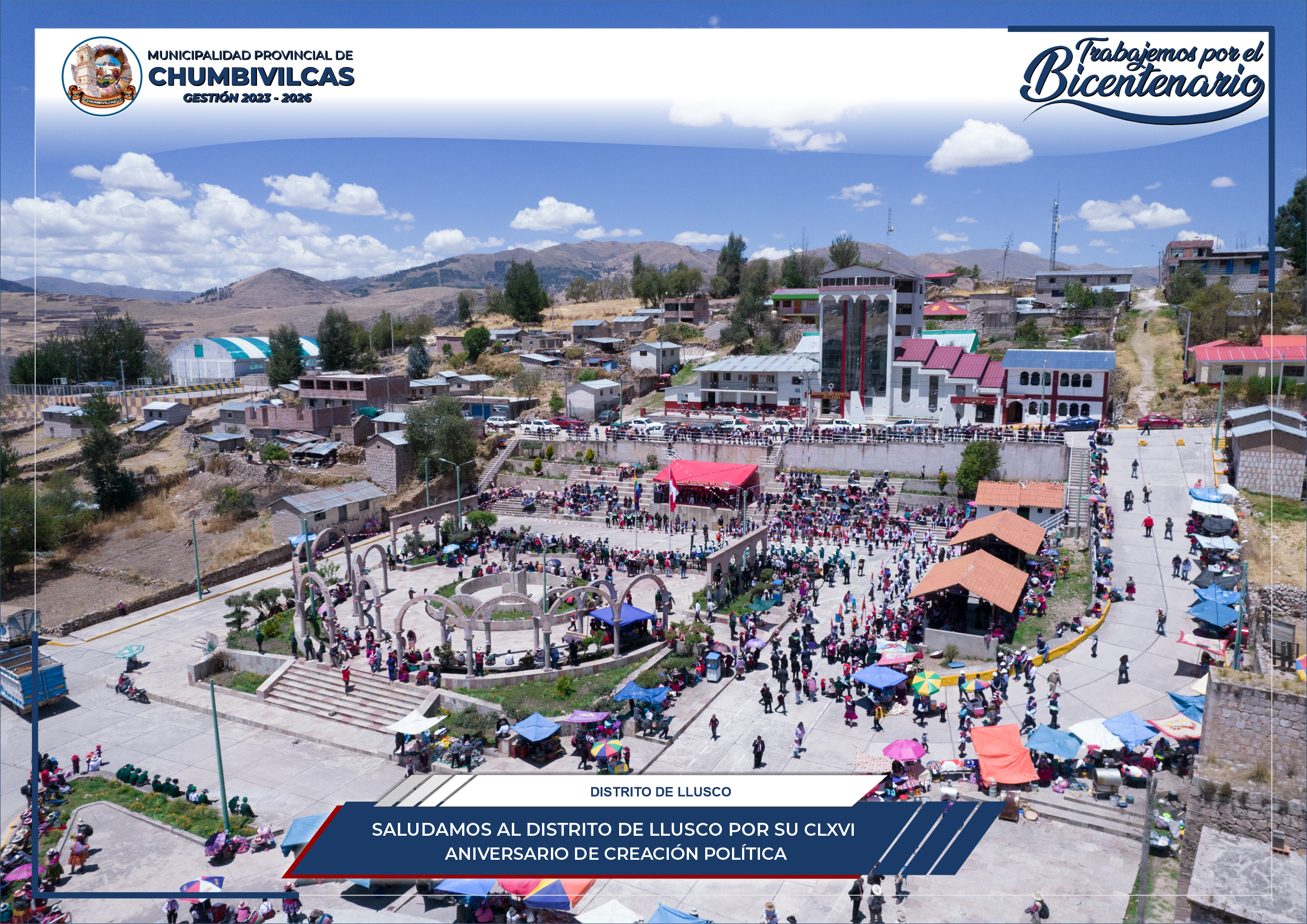 Municipalidad Provincial de Chumbivilcas saluda al distrito de Llusco por su CLXCI Aniversario de Creación Política