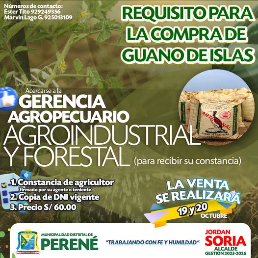 REQUISITOS PARA LA COMPRA DEL GUANO DE LA ISLA
