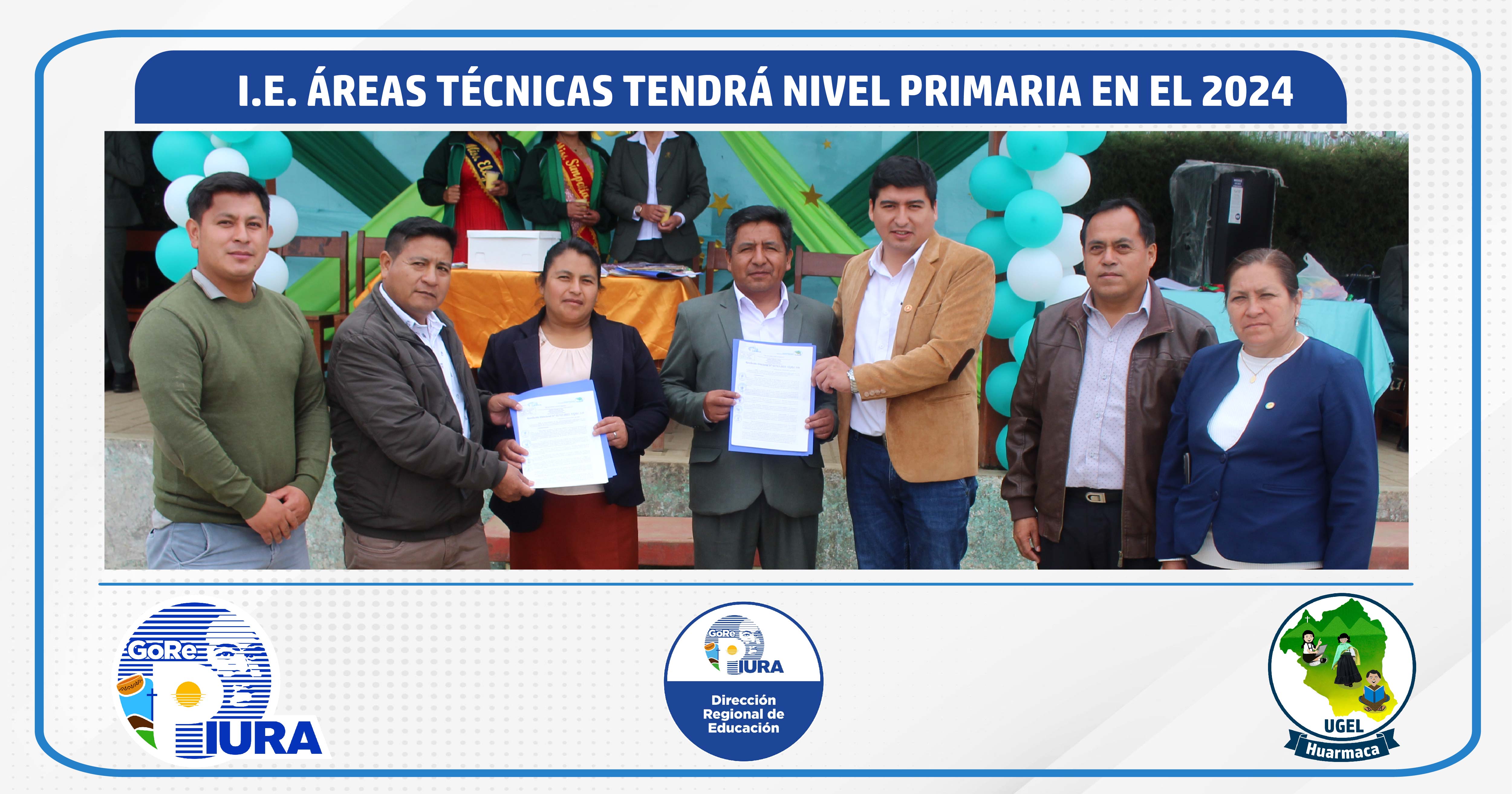 A través la RD N.° 1743-2023, la UGEL Huarmaca oficializó la ampliación del nivel primaria de la I.E. Áreas Técnicas de la ciudad de Huarmaca, con la cual, a partir del próximo año empezará a funcionar el primer grado de primaria. En tal sentido, este viernes 13 de octubre se realizó la entrega de la resolución directoral al director de la institución educativa.
Cabe mencionar que, en la actualidad, la I.E. Áreas Técnicas de la ciudad de Huarmaca solo funciona con el nivel secundaria y era una necesidad urgente contar con el nivel primaria debido a la cantidad de población que hay en la ciudad de Huarmaca.
Esta entrega se realizó durante la ceremonia que realizó la I.E. como parte de la celebración de su 31. ° aniversario. Actividad a la que asistieron los funcionarios: Servando Correa Cueva, director del Sistema Administrativo II; Máximo Zavaleta Ibáñez, director de la Unidad de Planeamiento y Desarrollo Institucional; Rómulo Chinchay Tineo, especialista de Ciencia y Tecnología y Mercedes Rodríguez Carrasco, especialista de Ciencias Sociales del nivel Secundaria.