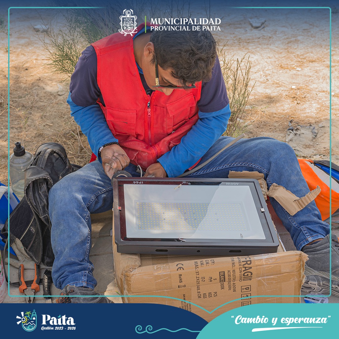 Municipalidad de Paita continúa iluminando espacios públicos para el bienestar de la población