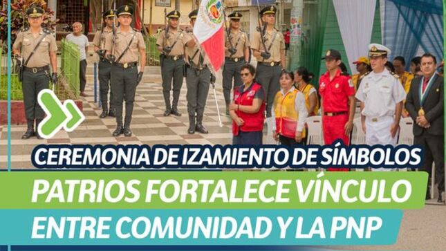 Ceremonia de izamiento de símbolos patrios fortalece vínculo entre comunidad y la PNP