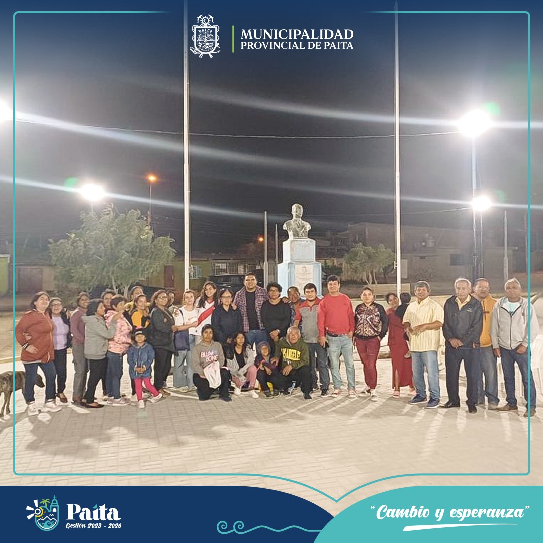 Municipalidad de Paita mejoró la iluminación del parque del A.H Juan Valer Sandoval