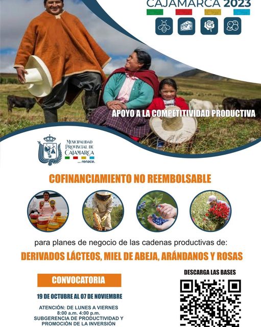 Invitamos a todos los empresarios en πππ«π’π―πππ¨π¬ π₯πΜππππ¨π¬, π¦π’ππ₯ ππ ππππ£π, ππ«πΜπ§πππ§π¨π¬ π² π«π¨π¬ππ¬, a presentar sus proyectos y asΓ poder ser cofinanciados (no reenbolsable) para implementar sus cadenas de producciΓ³n con diferentes proyectos.
ππ»Desde este 19 de octubre al 7 de noviembre puedes inscribirte en las cadenas antes mencionadas.