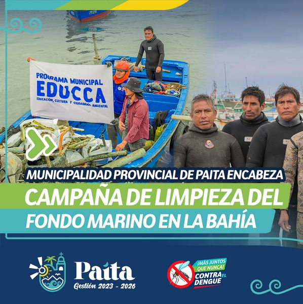Municipalidad Provincial de Paita encabeza campaña de limpieza del fondo marino en la bahía