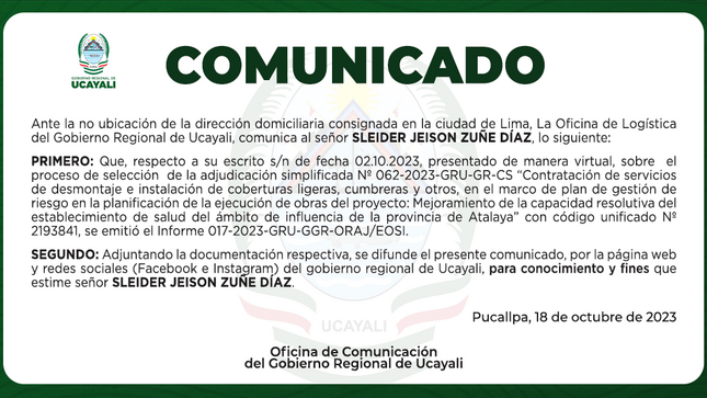 Comunicado Respecto a Nulidad de Oficio