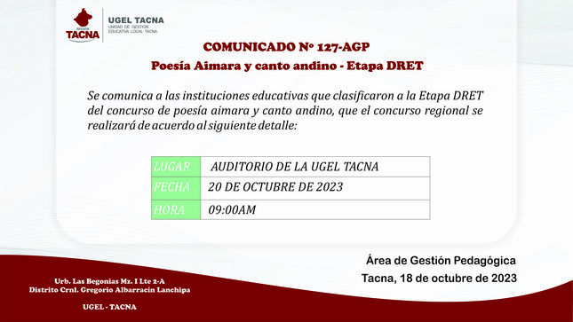 Comunicado Nº127-2023-AGP