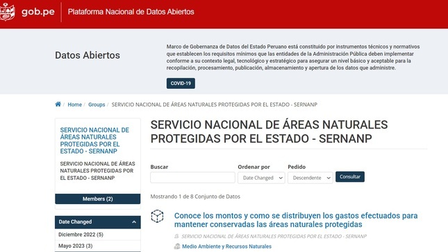 Portal Datos Abiertos Sernanp