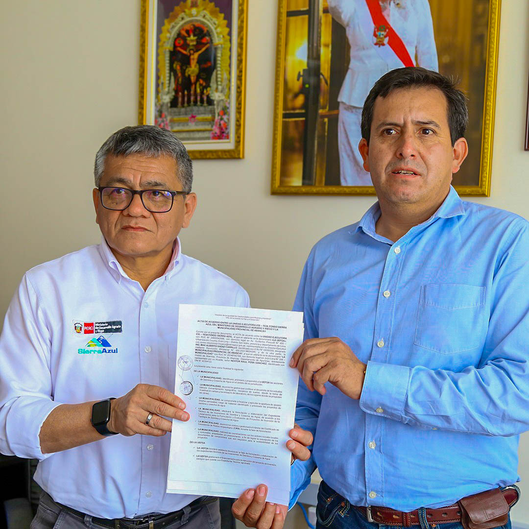 MPA: Suscribe Convenio Para Contribuir El Acceso Al Agua Para Fines Productivos A Favor De Familias Del Campo En Abancay