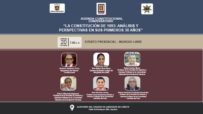 Hoy se desarrollará en Iquitos la Agenda Constitucional organizada por CEC del TC por los 30 años de la Constitución