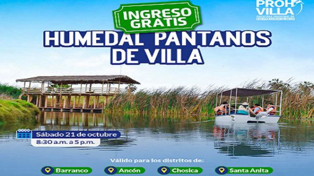 ☝️ Mañana sábado 21 de octubre tendrán 𝐈𝐍𝐆𝐑𝐄𝐒𝐎 𝐆𝐑𝐀𝐓𝐈𝐒! al #HumedalPantanosDeVilla por ser mes de su aniversario Distrital 🥳.