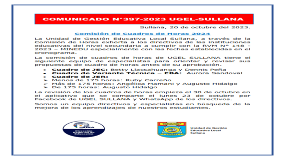 Comunicado N°397-2023