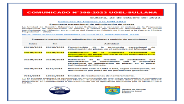 Comunicado N°398-2023
