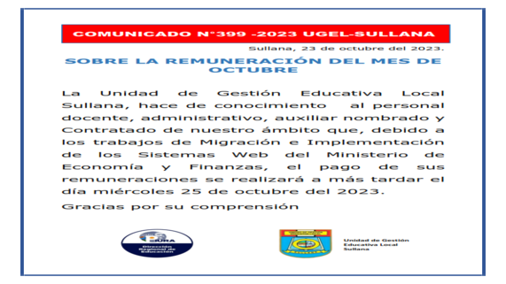 Comunicado N°399-2023