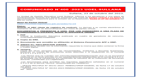 Comunicado N°400-2023 parte 1