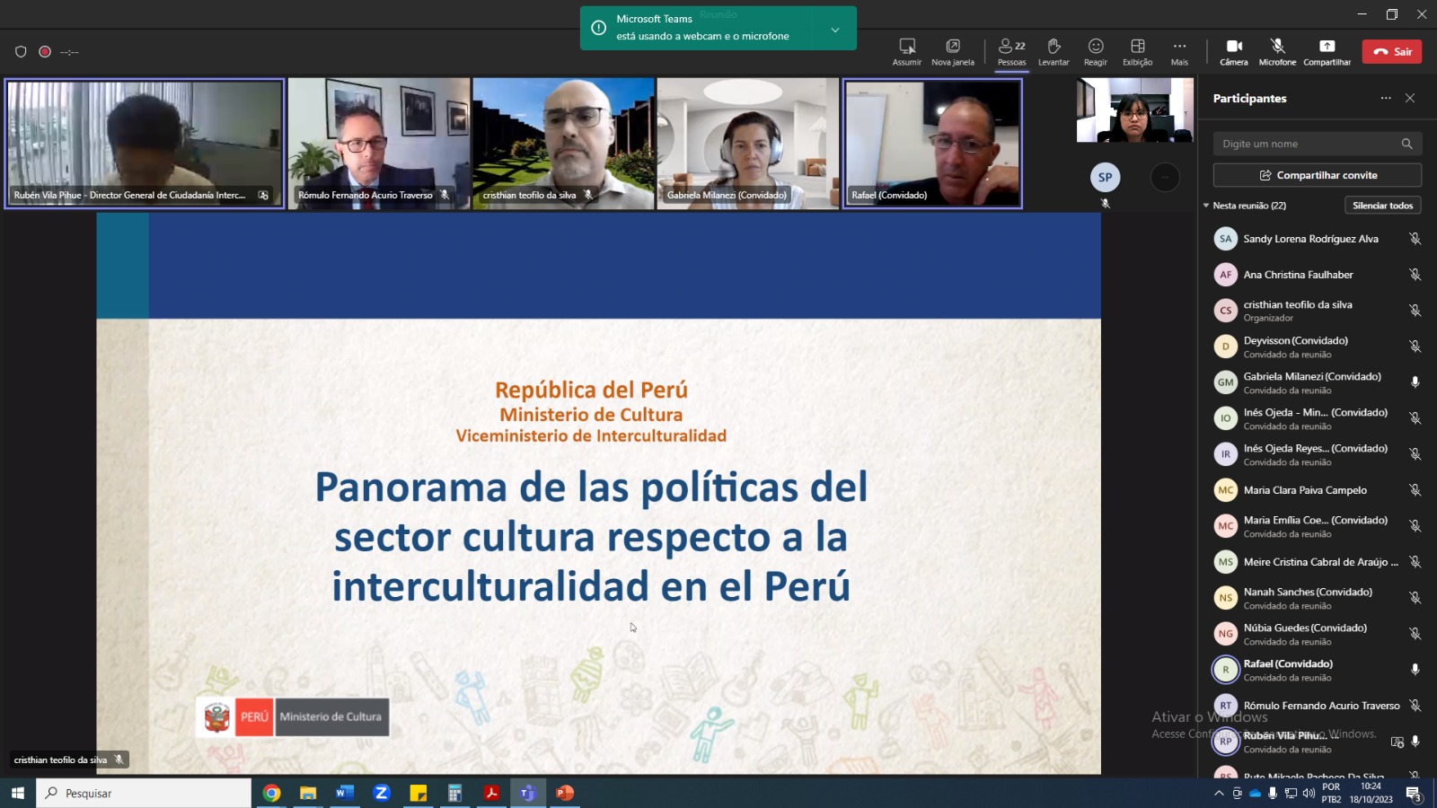 Ministerio de Cultura y Ministerio de Pueblos Indígenas de Brasil intercambian experiencias en políticas públicas para la interculturalidad