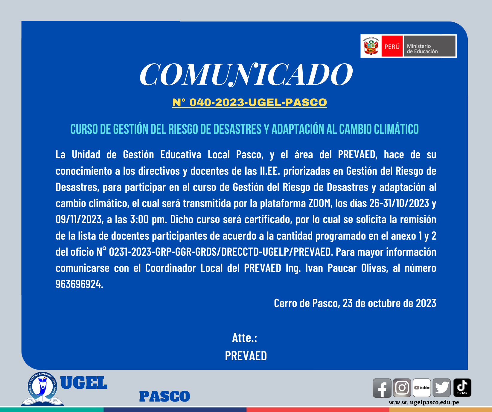 ‼️Curso de Gestión del Riesgo de Desastres y adaptación al cambio climático‼️