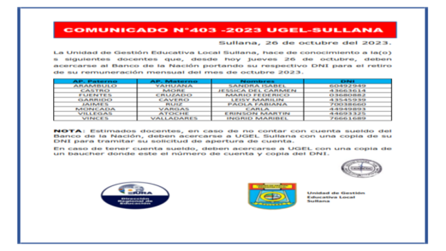 Comunicado N°403-2023