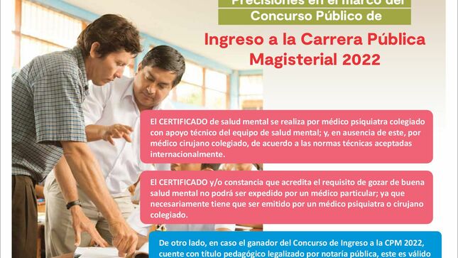 Precisiones en el marco del Concurso Público de Ingreso a la Carrera Pública Magisterial – 2022