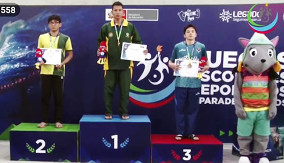 En Juegos Escolares Deportivos y Paradeportivos 2023 Ismael Escalante Velásquez logra medalla de oro, natación 50 mts. pecho