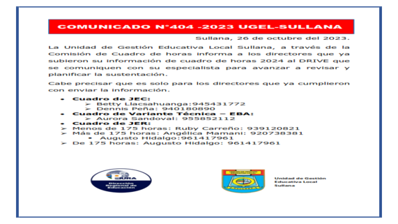 Comunicado N°404-2023