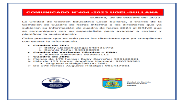 Comunicado N°404-2023