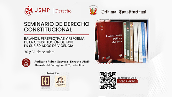 TC y USMP organizan el 30 y 31 de octubre el Seminario de Derecho Constitucional sobre la Constitución de 1993