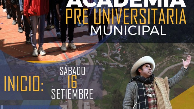 La Municipalidad Distrital de Colquemarca,a través del Proyecto Educativo de la Gerencia de Desarrollo Social, se complace en anunciar la apertura de la Academia Pre Universitaria Municipal, un proyecto educativo diseñado para brindar a los jóvenes del distrito la oportunidad de prepararse para un futuro brillante y exitoso en la educación superior.
Bajo el liderazgo del alcalde Prof. Santos Oviedo Ataucuri y su dedicada plana de Regidores, esta iniciativa ha sido posible gracias a una decidida voluntad política de mejorar las oportunidades educativas en Colquemarca.
Las inscripciones para la Academia Pre Universitaria Municipal se están llevando a cabo en la Gerencia de Desarrollo Social, donde los interesados pueden obtener toda la información necesaria y registrarse para formar parte de esta experiencia educativa única.
Entendiendo la importancia del aprendizaje práctico y el contacto directo con nuestros docentes, las clases se llevarán a cabo de manera presencial los sábados y domingos.
Este sábado 16 de setiembre, será el día en que nuestra Academia Preuniversitaria Municipal inicie su viaje hacia la excelencia educativa. No pierdan esta oportunidad única de prepararse para un futuro brillante.
¡Colquemarca, un nuevo comienzo con oportunidades para todos!
Prof. Santos Oviedo Ataucuri - Alcalde
Gestión 2023 - 2026

