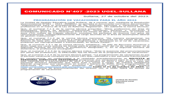 Comunicado N°407-2023