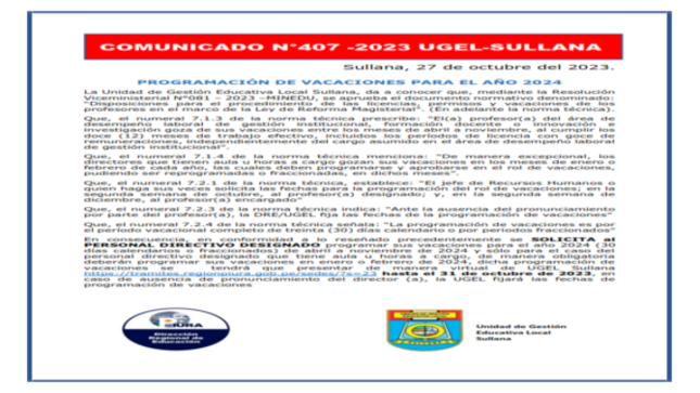 Comunicado N°407-2023