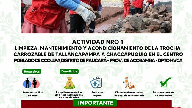 Limpieza, mantenimeinto y acondicionamiento de trocha carrozable
