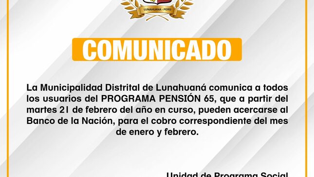 🟠COMUNICADO IMPORTANTE: Programa Pensión 65🟠