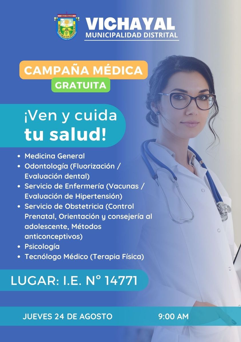 Municipalidad Distrital de Vichayal realiza Campaña Médica Gratuita