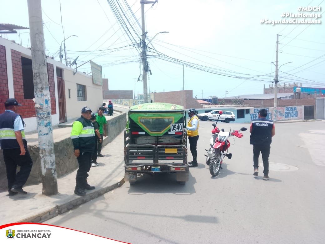 La Gerencia de Seguridad Ciudadana, la Fiscalización Municipal, la Policía Nacional del Perú (PNP) y el Tránsito Municipal están llevando a cabo el Plan Hormiga.