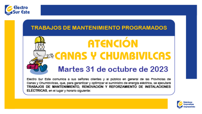 ¡ATENCIÓN CANAS Y CHUMBIVILCAS! CORTE PROGRAMADO
