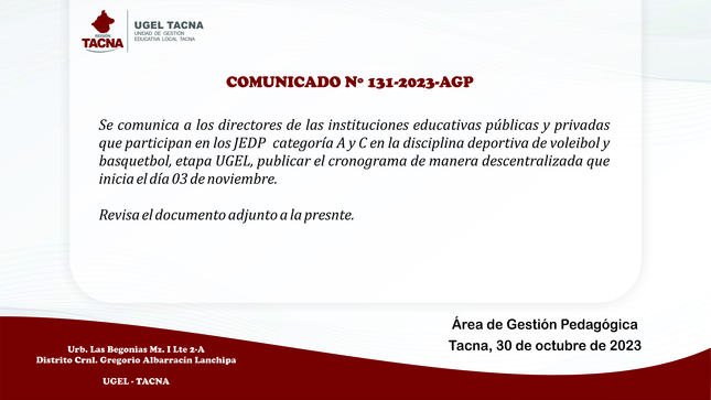 Comunicado Nº131-2023-AGP