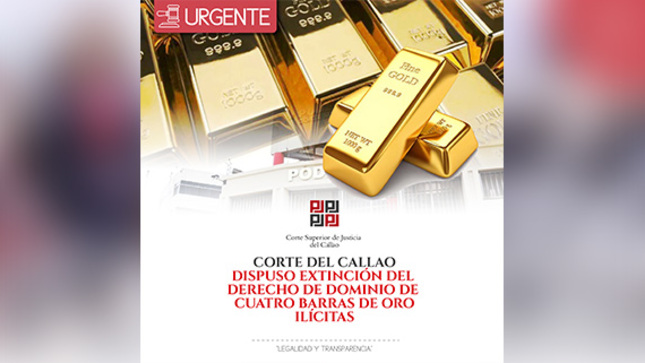 Corte del Callao dispuso la extinción de dominio de cuatro barras de oro ilícitas 