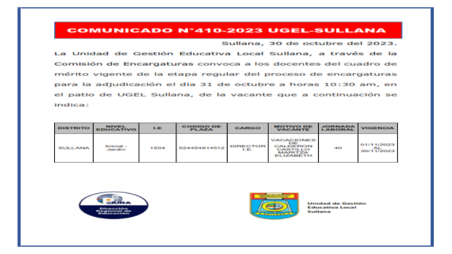 Comunicado N°410-2023