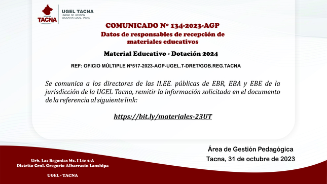 Comunicado Nº134-2023-AGP