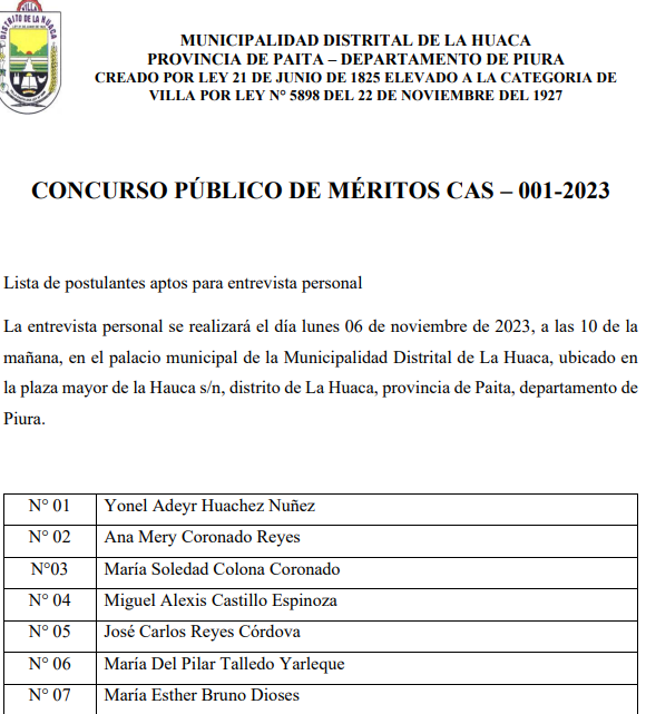 Lista de postulantes aptos para entrevista personal--