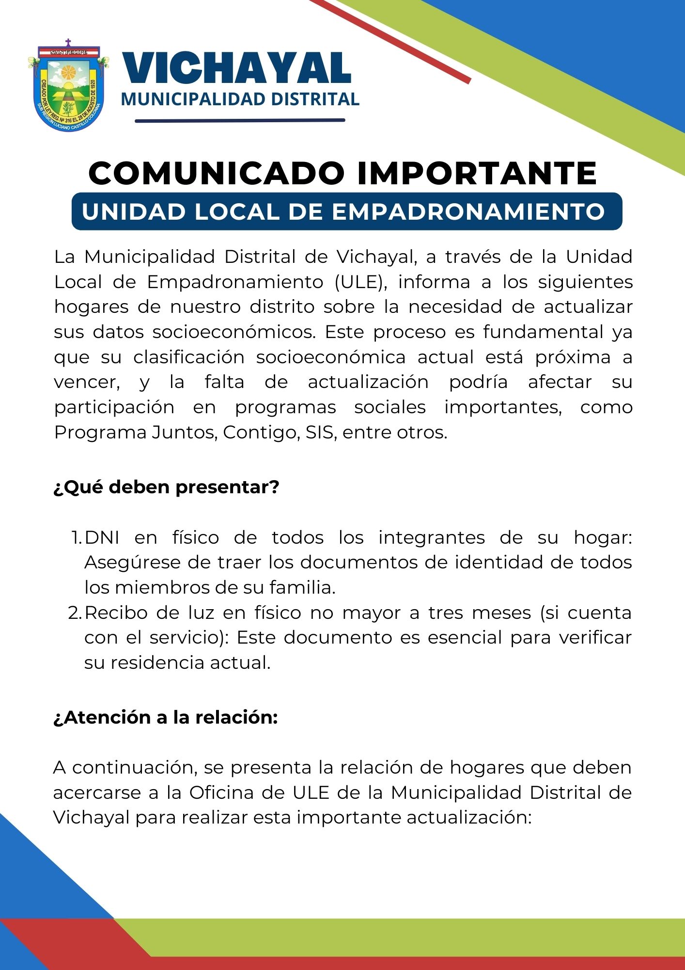 Actualizar  datos socioeconómicos