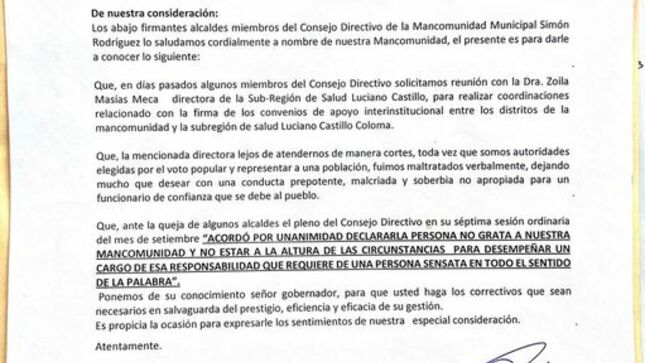 Maltrato a Alcaldes de la Mancomunidad Simón Rodríguez por parte de la Directora de Salud LCC 