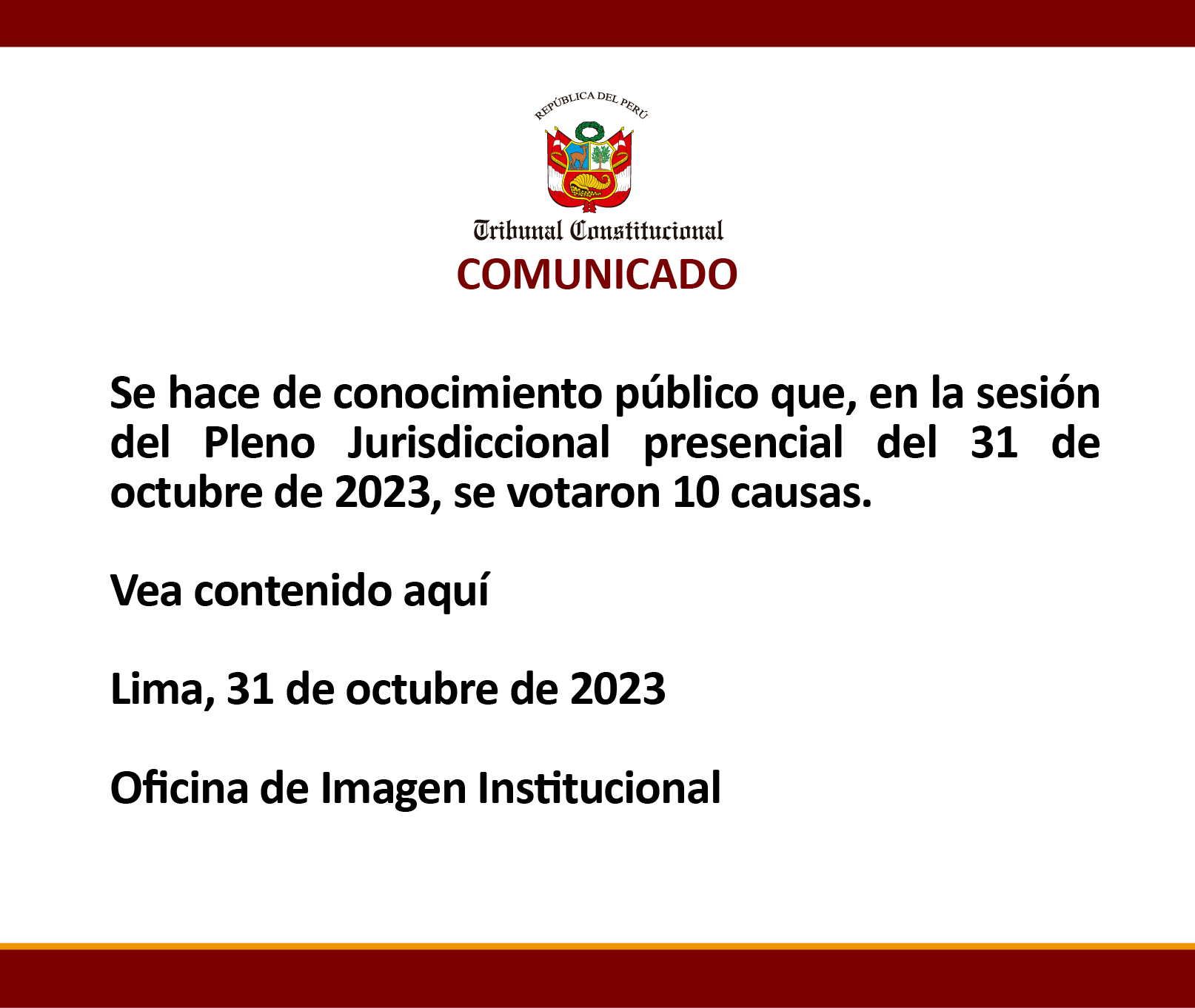 Comunicado 31 de octubre de 2023