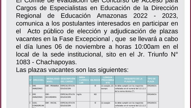 información de proceso de evaluación