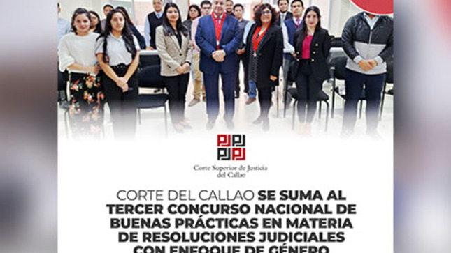 Corte Superior del Callao se suma al Tercer Concurso Nacional de Buenas Prácticas en Resoluciones Judiciales con Enfoque de Género