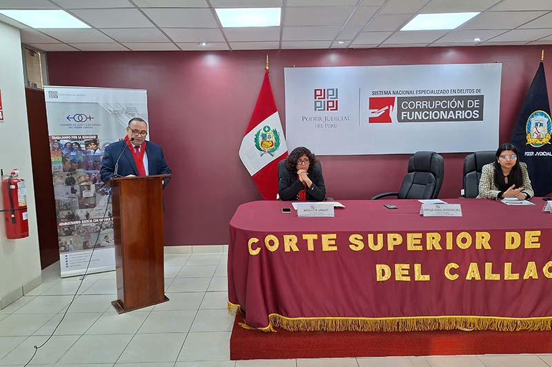 El presidente encargado de la Corte Superior de Justicia del Callao, Enrique Fernando Ramal Barrenechea, inauguró la sesión de presentación y lanzamiento del 3er concurso de buenas prácticas de resoluciones con enfoque de género