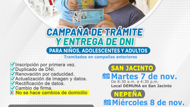 Campaña de DNI en San Jacinto y Nepeña 