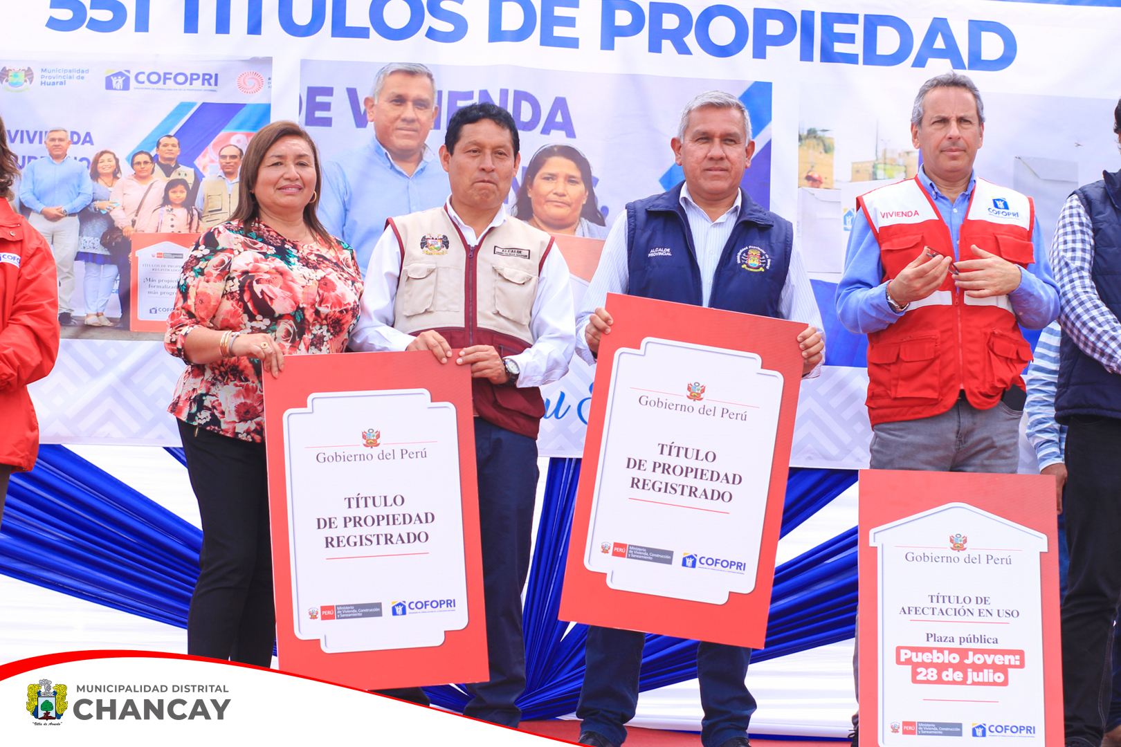 Nuestros ciudadanos chancayanos pertenecientes a los distintos sectores del distrito, fueron beneficiados con la entrega de estos títulos de propiedad.