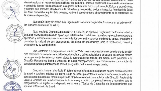 Resolucion Directoral de Salud