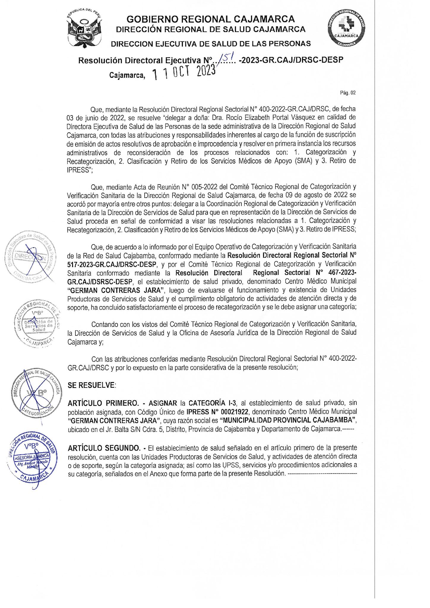 Resolucion Directoral de Salud
