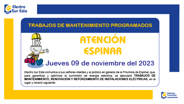 ¡ATENCIÓN ESPINAR! CORTE PROGRAMADO

